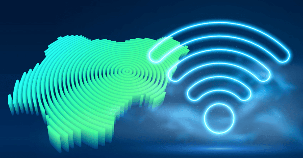 Aerial view of Lagos skyline with digital network overlays symbolizing growth