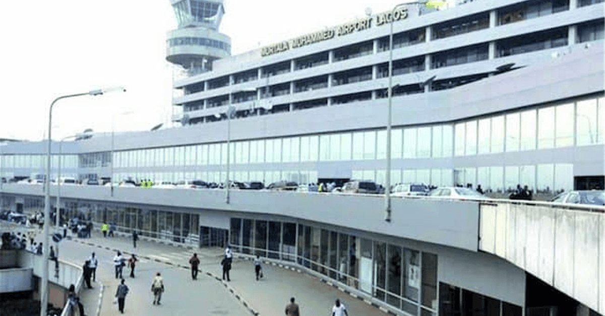Firefighters at Murtala Muhammed International Airport Terminal 2 in Lagos