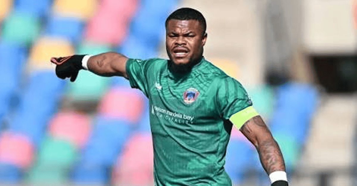 Stanley Nwabali in goal for Chippa United during a league match in South Africa